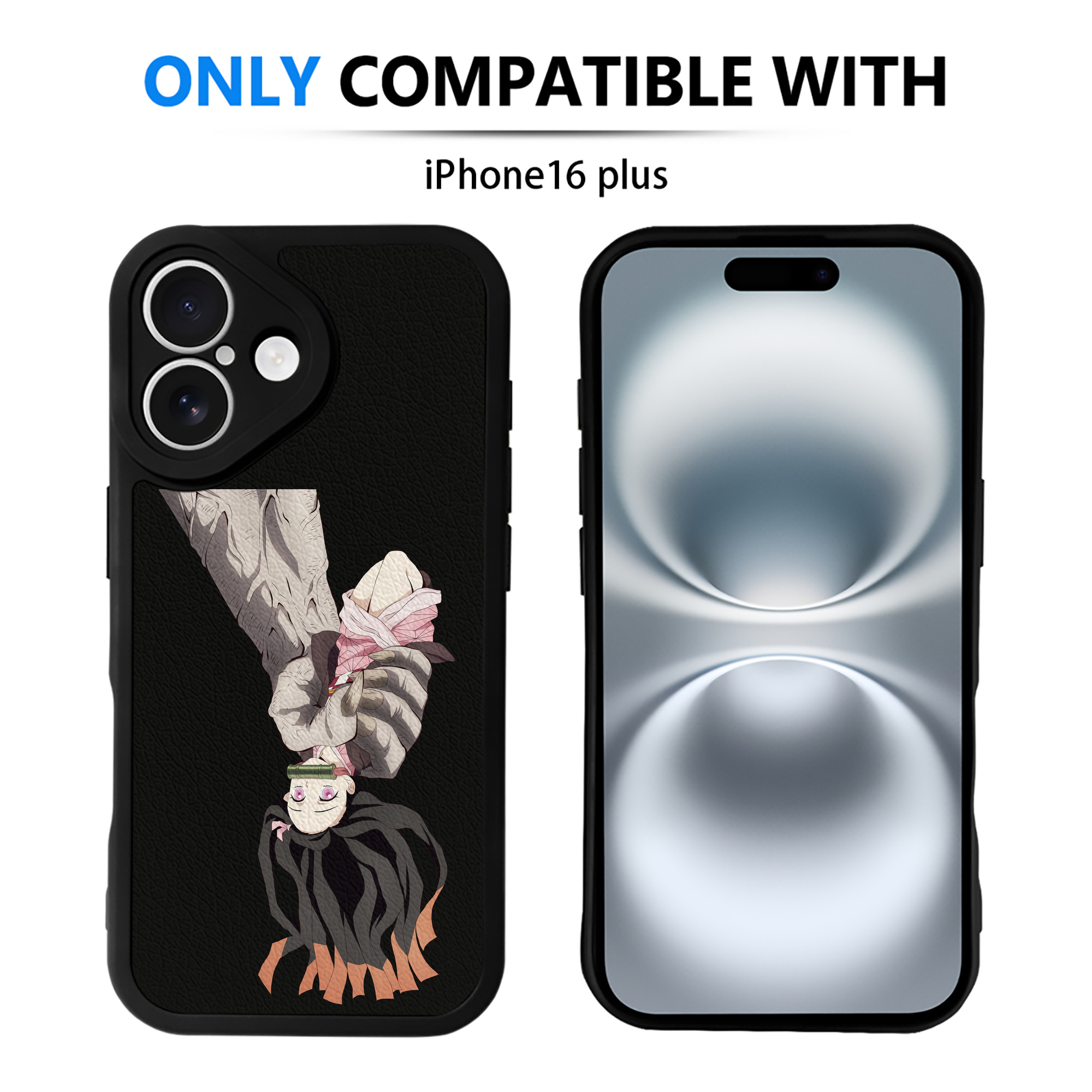 （画像用） 鬼滅の刃（きめつのやいば）竈門 禰󠄀豆子／かまど ねずこ Kamado Nezuko 【iPhone 16シリーズ対応】シリコンスマホケース（レザー調） 材質：シリコン